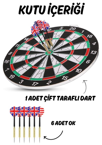 Profesyonel Büyük Boy Dart Seti 6 Oklu Çift Taraflı Kalın Dart Ta