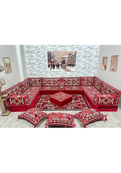 Coton Şark Köşesi Kırmızı Anadolu desenli 20 cm minderli Konsept Kırmızı 19 Parça Coton Şark Köşesi Kırmızı Anadolu desenli 20 cm minderli Konsept Kırmızı 19 Parça