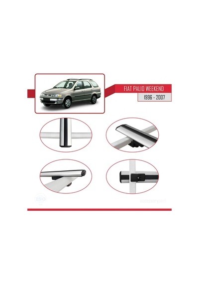 Fiat Palio Weekend 1996-2007 Arası İle Uyumlu Basic Model Ara Atkı Tavan Barı Gri 3 Adet