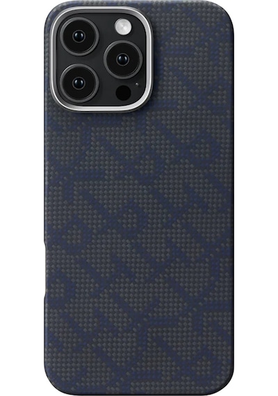 Apple Uyumlu iPhone 16 Pro Max Magsafe Özellikli Kılıf Aramid Fiber Pitaka Tactile Woven Monogram Serisi Siyah