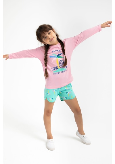 Rolypoly Feeling Tropical Pembe Kız Çocuk Uzun Kol Şort Takım 5274-29394 Pembe