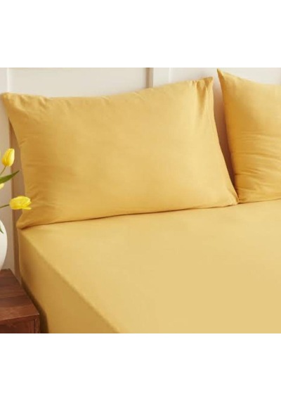 %100 Cotton Pamuk 160x200 30 Cm Fitted Lastikli Çift Kişilik Çarşaf Bed Sheet Sarı