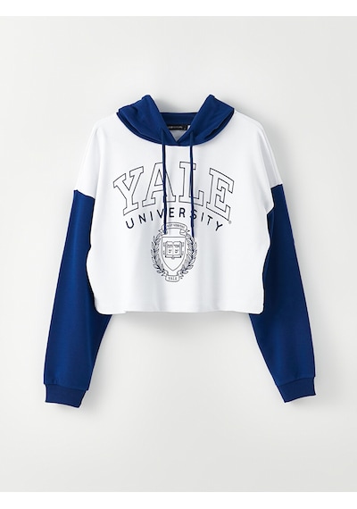 Lcw Vision Beyaz Kapüşonlu Baskılı Uzun Kollu Kadın Sweatshirt