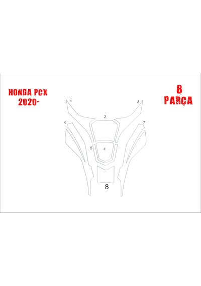 Honda Pcx 2021-2024 Tank Pad Ve Grenaj Kaplama 8 Parça Siyah 29499054