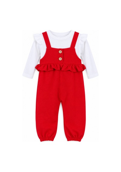 Babyhola Kız Bebek Çocuk Salopet Badi Takım 2338 Kırmızı