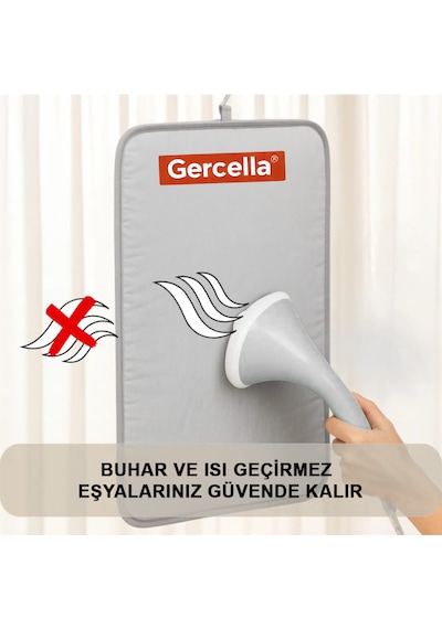 Gercella Dikey Buharlı Ütü Matı Pedi 360 C Dönebilen Askılı Isı Geçirmeyen Dikey Ütü Aksesuarı Gri