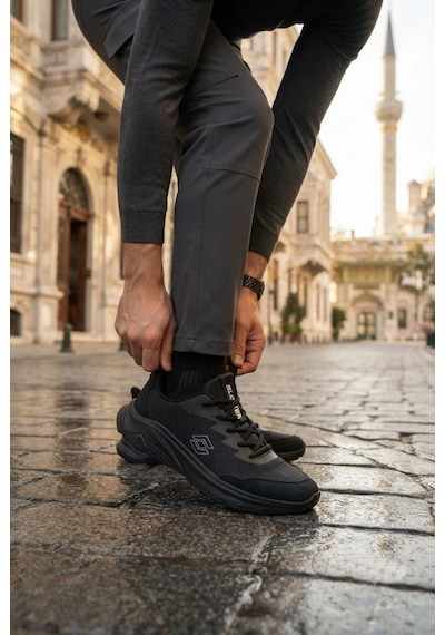 Scooter M2011 Rahat Deri Tekstil Sneaker Erkek Ayakkabı Siyah