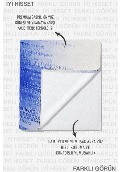 Mavi Beyaz Modern Soyut Plaj Havlusu - Tipografik Minimalist Hızlı Kuruyan Mikrofiber Havlu Berrak Tınısı