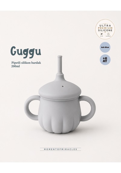 Tgm Baby Guggu Ultra Premium Silikon Pipetli Alıştırma Bardağı 200 Ml Açık Mavi