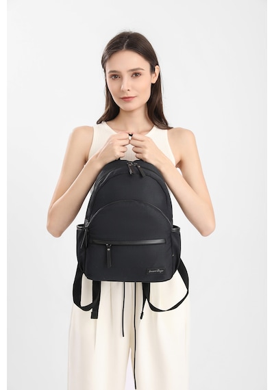 Smart Bags Siyah Twill Dimi Kumaş Orta Boy Günlük Kadın Sırt Çantası