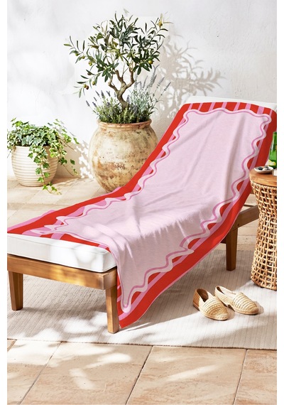 Pembe Çizgili Modern Plaj Havlusu - Kırmızı Dalgalı Çerçeveli Akdeniz Hızlı Kuruyan Mikrofiber Havlu Köpük Yasemin Pembe Çizgili Modern Plaj Havlusu - Kırmızı Dalgalı Çerçeveli Akdeniz Hızlı Kuruyan Mikrofiber Havlu Köpük Yasemin