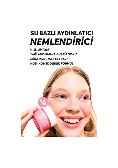 Su Bazlı Moisturizer Nemlendirici Aydınlatıcı Yüz Kremi Hyaluronik Asit 50 Ml Tüm Cilt Tipleri