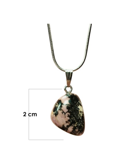 Rodonit Doğal Taşı Zincirli El Yapımı Kolye Uç: 2 Cm Zincir: 20 Cm Kutulu Diğer