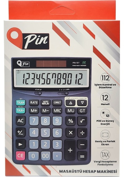 Pin 107 12 Hane Masaüstü Hesap Makinesi
