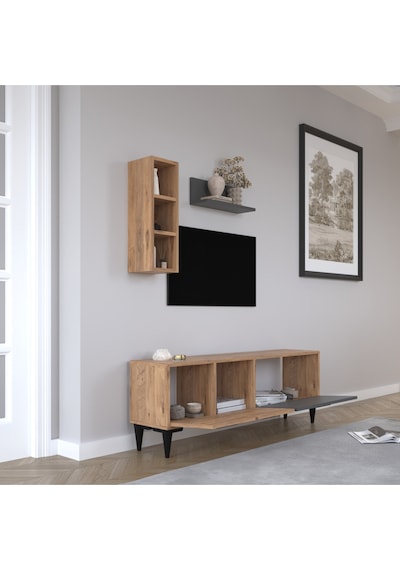 Porto Açık Raflı Tv Ünitesi, Atlantik Çam - Antrasit Atlantik Çam - Antrasit Porto Açık Raflı Tv Ünitesi, Atlantik Çam - Antrasit Atlantik Çam - Antrasit
