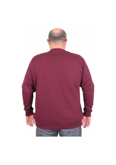 Moc Grande Mocgrande Erkek Büyük Beden Sıfır Yaka 3ip Sweat Black 24202 Murdum Mürdüm