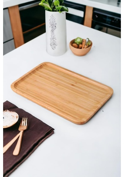 Bambu Lüx Dikdörtgen Büyük Servis-sunum Tabağı 30x20x1,8cm Bambu Bamboo