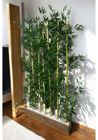 Yapay Çiçek 100 Cm Doğal Ahşap Saksı Kalın Bambu 180 Cm Yükseklik