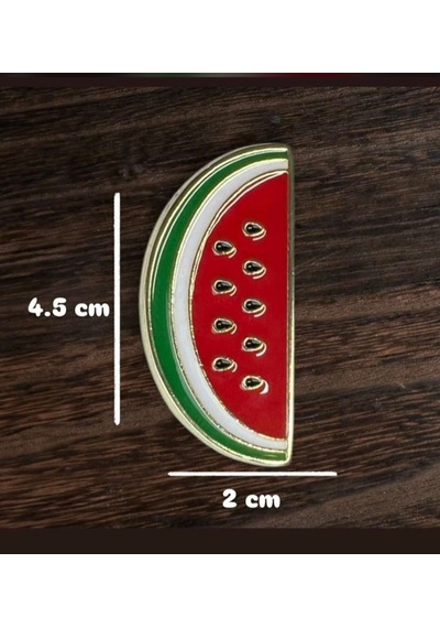 Filistin Sembolü Yarım Karpuz Figürlü Rozet 4,5 Cm X 2 Cm Gri