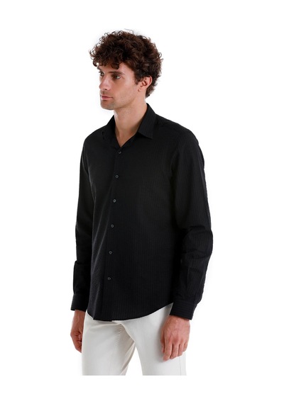 Hatemoğlu Siyah Comfort Fit Düz 100% Pamuk Slim Yaka Uzun Kollu Spor Gömlek 24d190000008 002 Siyah Hatemoğlu Siyah Comfort Fit Düz 100% Pamuk Slim Yaka Uzun Kollu Spor Gömlek 24d190000008 002 Siyah