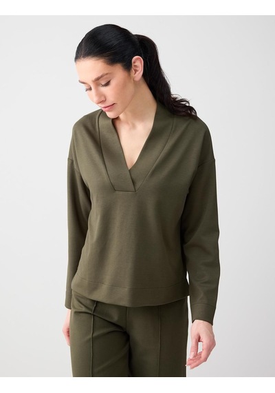 Jimmy Key Jimmy Key Haki Rahat Kesim V Yaka Modal Örme Sweatshirt 6sw235628312