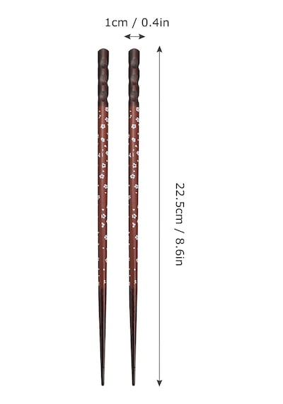 Valkyrie 4 Çift Doğal Ahşap Yemek Çubuğu Seti 8 Adet Japon Chopstick 4 Yaprak Ahşap Tutacak, Kutulu 22,5cm