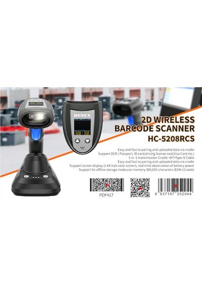Henex Hc-5208rcs 2d Kablosuz Barkod Okuyucu Wifi/bt