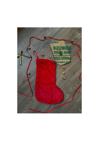 Yılbaşı Çorabı Yılbaşı Süsü Kırmızı Christmas Şömine Çorabı Hediye Kesesi Yılbaşı Ağacı Süsü Çorap