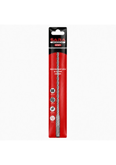 Sara S727 Sds Plus Matkap Ucu 5,5 X 210 Mm, 2 Kesicili Tungsten Karbür Uçlu