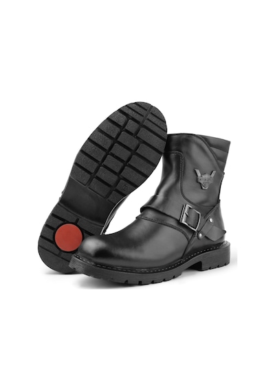 Ducavelli Rock Hakiki Deri Erkek Bağcıksız Kürklü Postal Bot, Harley Bot Siyah