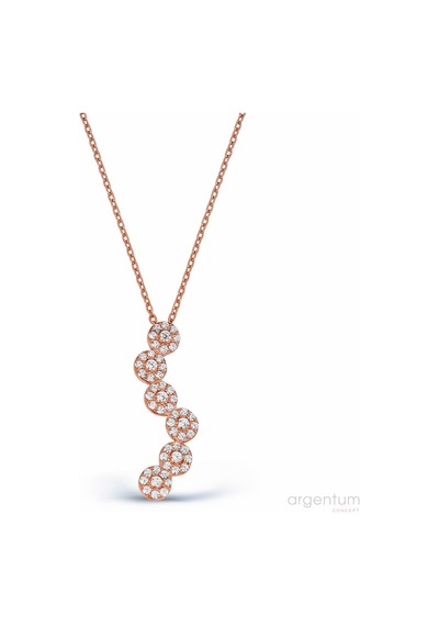 Argentum Concept - Zirkon Taşlı Gümüş Beyaz Çiçekler Kolye