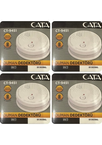 4 Adet Cata Pilli Duman Dedektörü Hassas Algılamalı