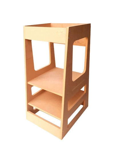 Woodylife Montessori Çocuk Naturel Ahşap Öğrenme Kulesi Eğitici Ahşap