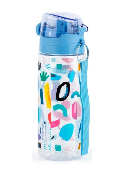 Slazenger Plastik Pipetli Okul Matarası - 500 Ml - Mavi Kapaklı