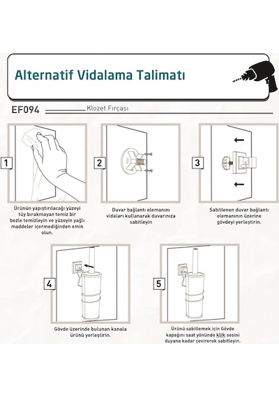 Teknotel Vakumlu Paslanmaz Tuvalet Fırçası Krom Ef096