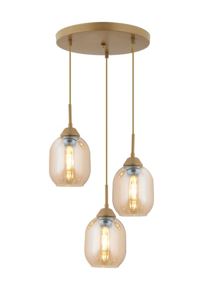 Hierro 3 Lü Yuvarlak Eskitme Modern Salon Avize Gold