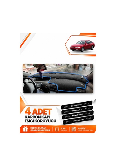 Mazda 626 Cronos 1991-1996 Uyumlu Ön Torpido Koruma Kılıfı Halısı Örtüsü - Siyah Mavi
