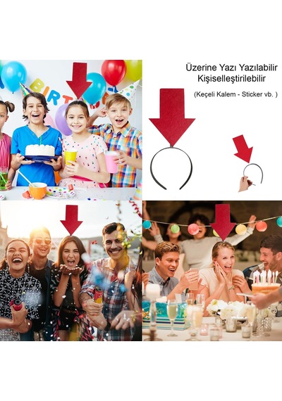 Kişiselleştirilebilir Ok Taç Üzerine Yazı Yazılabilen Parti Tacı Kırmızı Renk - Ezjı-730788 18