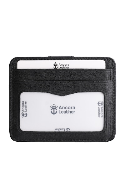 Ancora Leather Hakiki Deri Çıtçıtlı-para Bölmeli Kartlık Siyah-26209