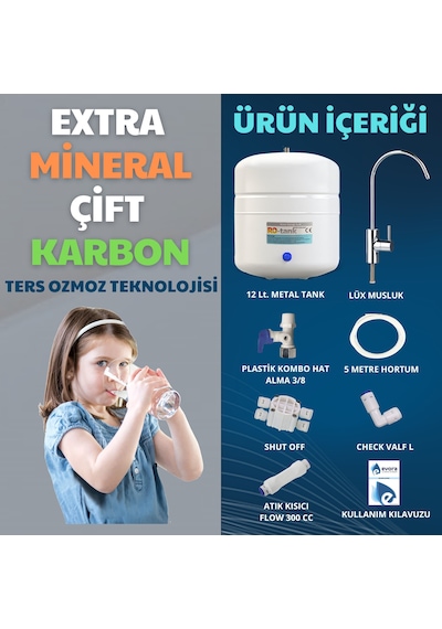 13 Aşamalı 12 Litre Beyaz Kapalı Kasa  Pompasız Su Arıtma Cihazı