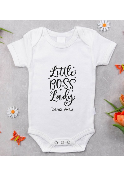 Bitmeyenkartus Bk Kids Isimli Little Boss Lady Tasarımlı Bebek Body Zıbın - Mode Beyaz