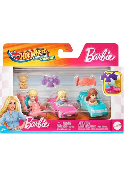 Hot Wheels Racerverse Barbie 3 Lü Araba Seti Jdg45-jdg48 Çok Renkli