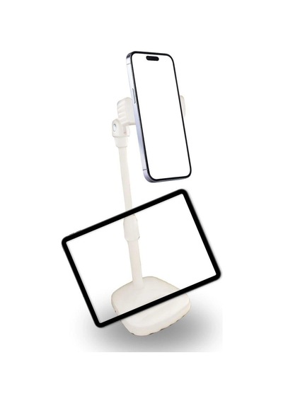 Masa Üstü Tablet Ve Telefon Tutucu Plastik Aparat Beyaz Telefon Standı Bx40