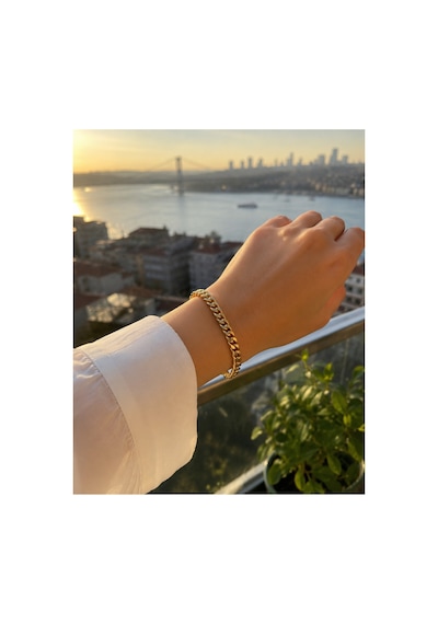 Gold Zincir Model Bileklik Kalın Zincir Tasarım Kadın Bileklik Diğer