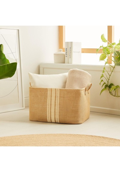Ocean Home Textile Çizgili Jüt Sepet 42 X 31 X 25 Cm Genel
