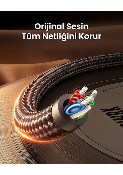 Ugreen 90 Derece L Tipi 3.5 Mm Aux Ses Kablosu, Mavi, 1 Metre, 60179