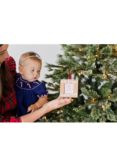 Lexroo Bebeğin İlk Noel Ahşap Resim Çerçevesi Süsü, Ebeveynleri Beklemek İçin, Rustik Tatil Süsü Standart
