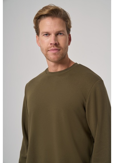 Morven Erkek Haki Basic Bisiklet Yaka Sweatshirt 26ks063001710 Haki