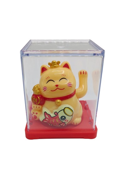 Maneki Neko El Sallayan Mini Şans Kedisi Krem Solar Güneş Enerjili 5x5cm F11krm11