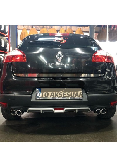 Renault Megane 3 HB Difüzör Arka Tampon Eki 4 Egzoz Çıkışlı Gri